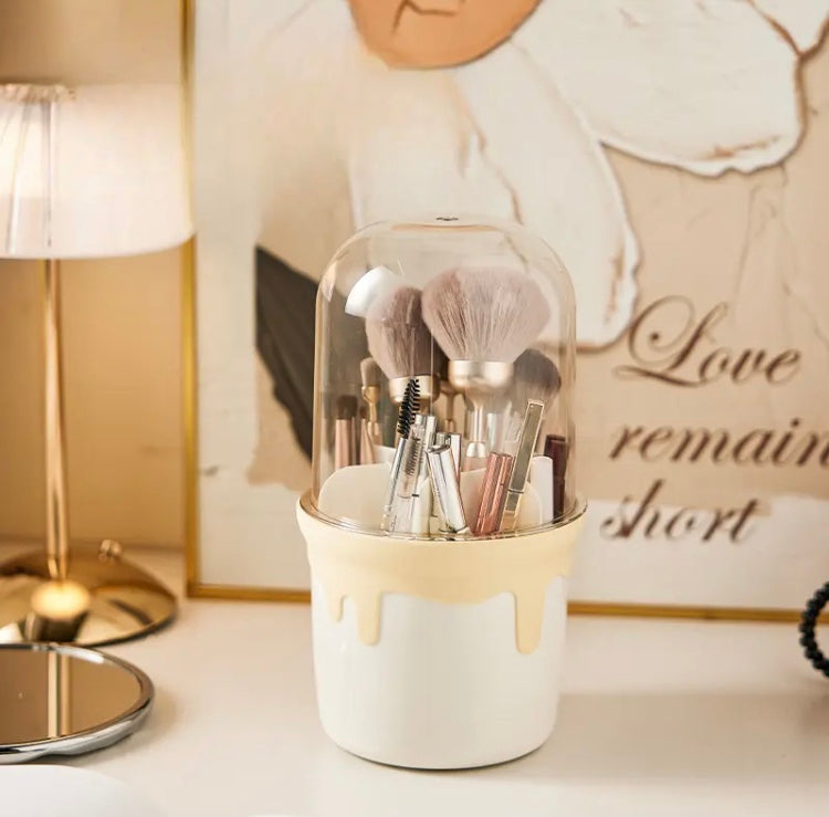 Transparent Makeup Brush Holder, Multi Compartment With Lid, Dustproof Rotating Holder, Makeup Brush Display Case Transparent Makeup Brush Holder, Multi Compartment With Lid, Dustproof Rotating Holder, Makeup Brush Display Case